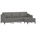 3-Seater Sofa with Footstool Dark Grey 210 cm Fabric