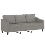 3-Seater Sofa with Footstool Dark Grey 210 cm Fabric