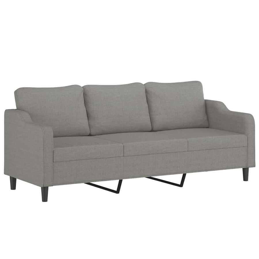 3-Seater Sofa with Footstool Dark Grey 210 cm Fabric