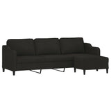3-Seater Sofa with Footstool Black 210 cm Fabric - Side View