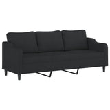 3-Seater Sofa with Footstool Black 210 cm Fabric