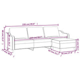 3-Seater Sofa with Footstool Black 210 cm Fabric - Close-Up Angle