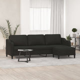 3-Seater Sofa with Footstool Black 210 cm Fabric