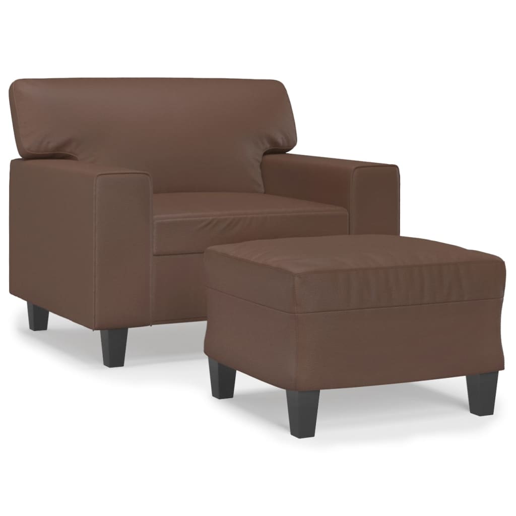 Sofa Chair with Footstool Brown 60 cm Faux Leather