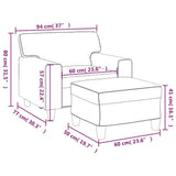 Sofa Chair with Footstool Brown 60 cm Faux Leather - Close-Up Angle