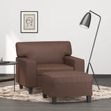 Sofa Chair with Footstool Brown 60 cm Faux Leather
