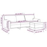 3-Seater Sofa with Footstool Brown 180 cm Faux Leather - Close-Up Angle