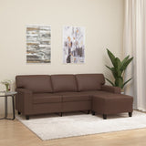 3-Seater Sofa with Footstool Brown 180 cm Faux Leather