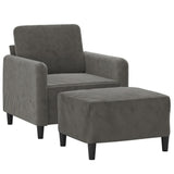 Sofa Chair with Footstool Dark Grey 60 cm Velvet