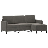 3-Seater Sofa with Footstool Dark Grey 180 cm Velvet - Side View