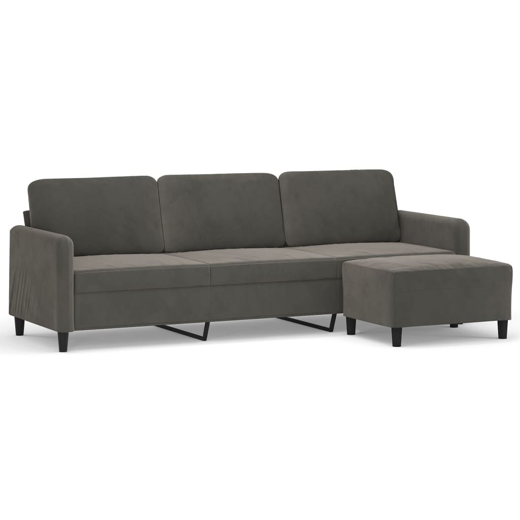 3-Seater Sofa with Footstool Dark Grey 210 cm Velvet