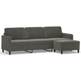 3-Seater Sofa with Footstool Dark Grey 210 cm Velvet