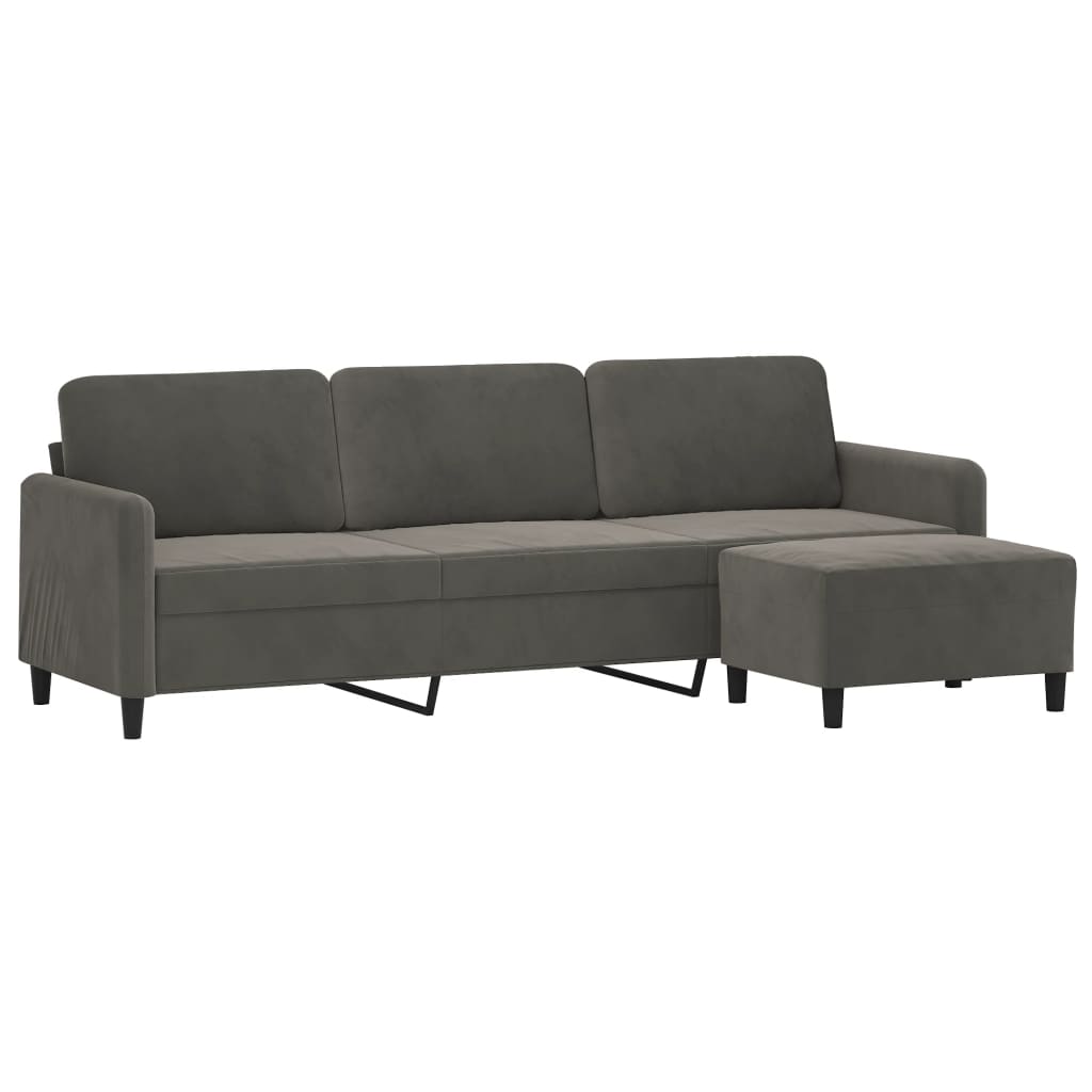 3-Seater Sofa with Footstool Dark Grey 210 cm Velvet