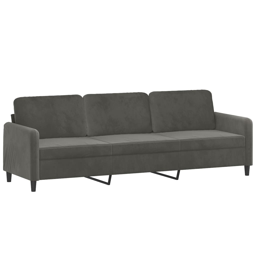 3-Seater Sofa with Footstool Dark Grey 210 cm Velvet