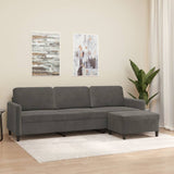 3-Seater Sofa with Footstool Dark Grey 210 cm Velvet