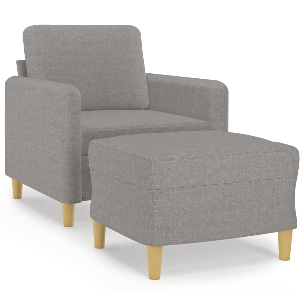 Sofa Chair with Footstool Light Grey 60 cm Fabric