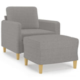 Sofa Chair with Footstool Light Grey 60 cm Fabric - Front View