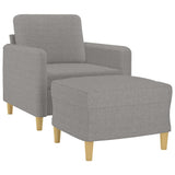 Sofa Chair with Footstool Light Grey 60 cm Fabric