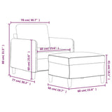 Sofa Chair with Footstool Light Grey 60 cm Fabric - Close-Up Angle