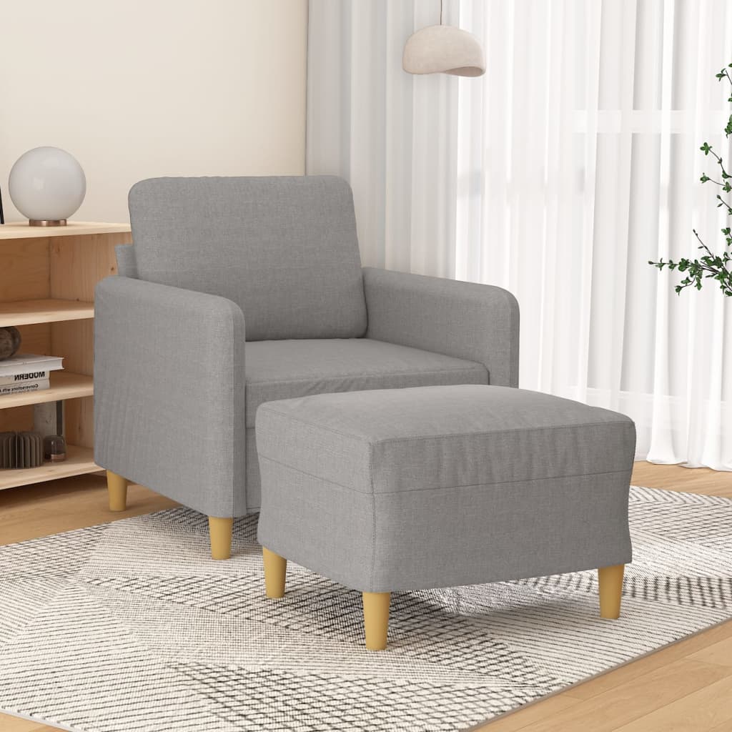Sofa Chair with Footstool Light Grey 60 cm Fabric