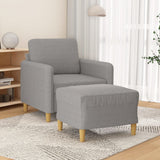 Sofa Chair with Footstool Light Grey 60 cm Fabric