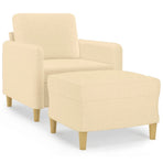 Sofa Chair with Footstool Cream 60 cm Fabric