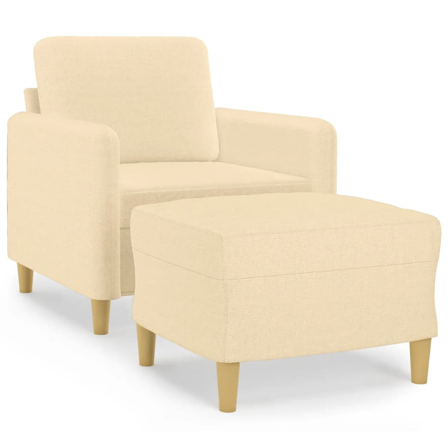Sofa Chair with Footstool Cream 60 cm Fabric