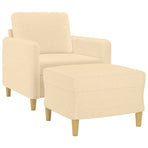 Sofa Chair with Footstool Cream 60 cm Fabric
