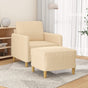 Sofa Chair with Footstool Cream 60 cm Fabric