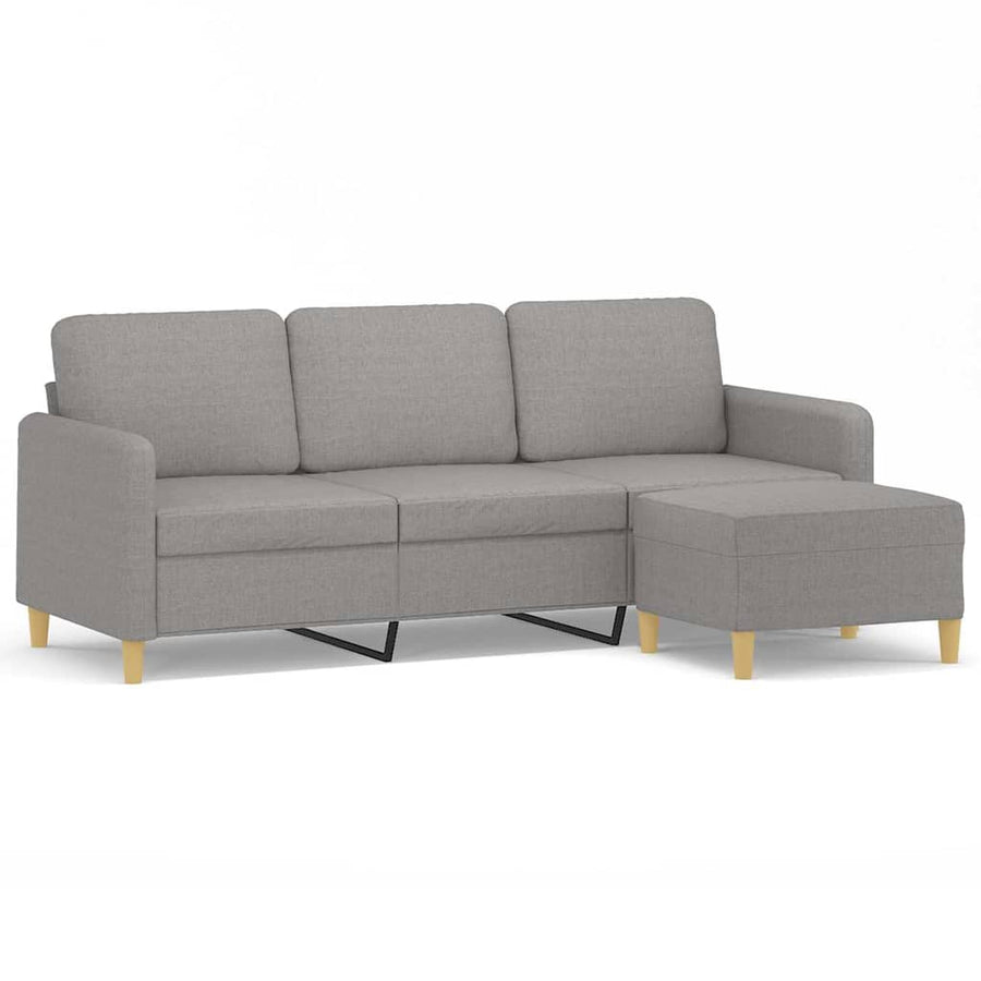 3-Seater Sofa with Footstool Light Grey 180 cm Fabric