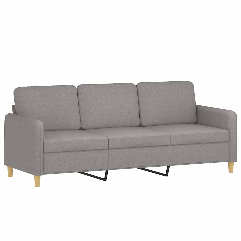 3-Seater Sofa with Footstool Light Grey 180 cm Fabric
