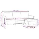 3-Seater Sofa with Footstool Cream 180 cm Fabric