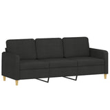 3-Seater Sofa with Footstool Black 180 cm Fabric - Top-Down View