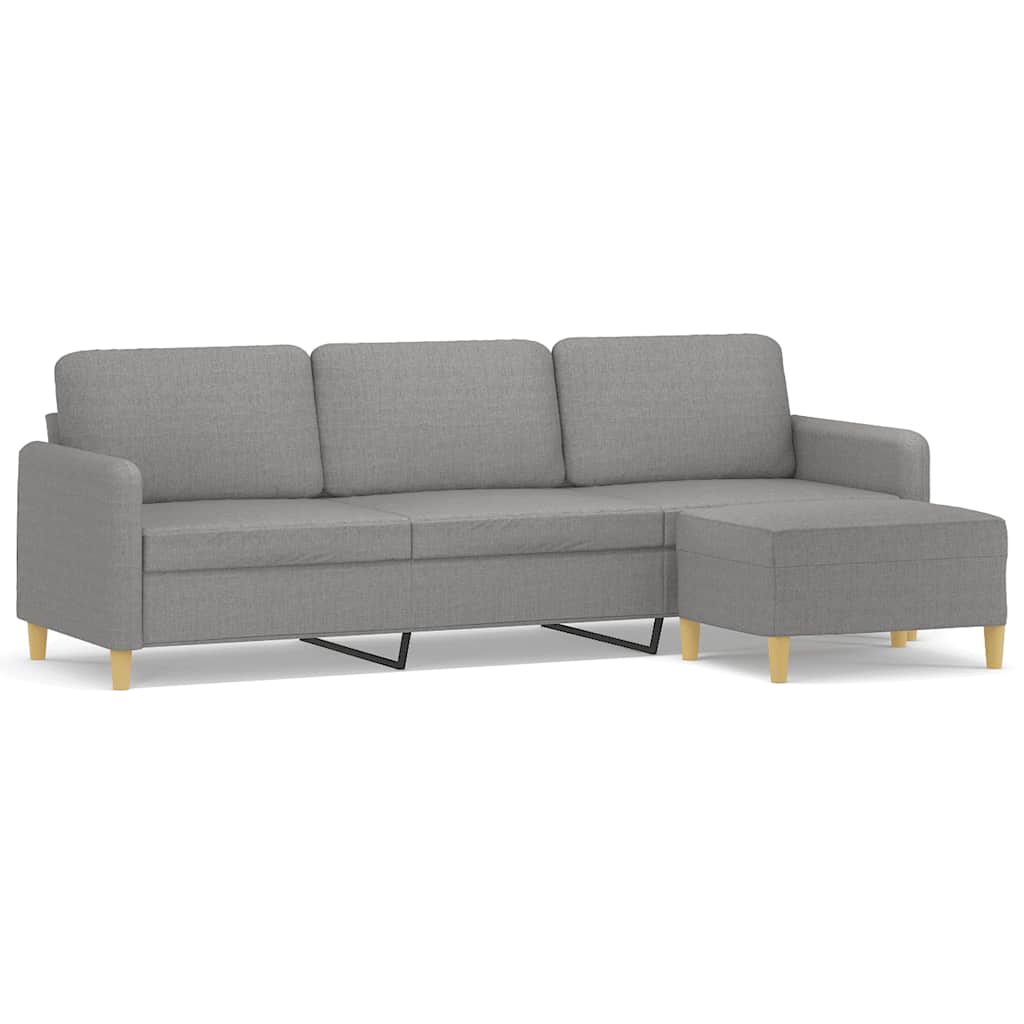 3-Seater Sofa with Footstool Light Grey 210 cm Fabric