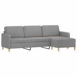 3-Seater Sofa with Footstool Light Grey 210 cm Fabric