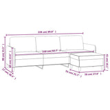 3-Seater Sofa with Footstool Light Grey 210 cm Fabric - Close-Up Angle