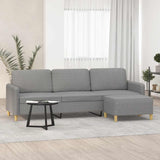 3-Seater Sofa with Footstool Light Grey 210 cm Fabric