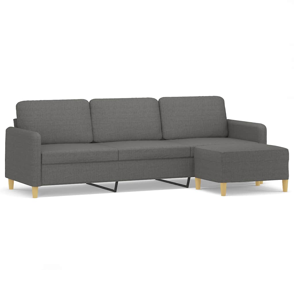 3-Seater Sofa with Footstool Dark Grey 210 cm Fabric