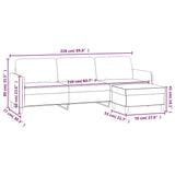3-Seater Sofa with Footstool Dark Grey 210 cm Fabric