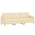 3-Seater Sofa with Footstool Cream 210 cm Fabric