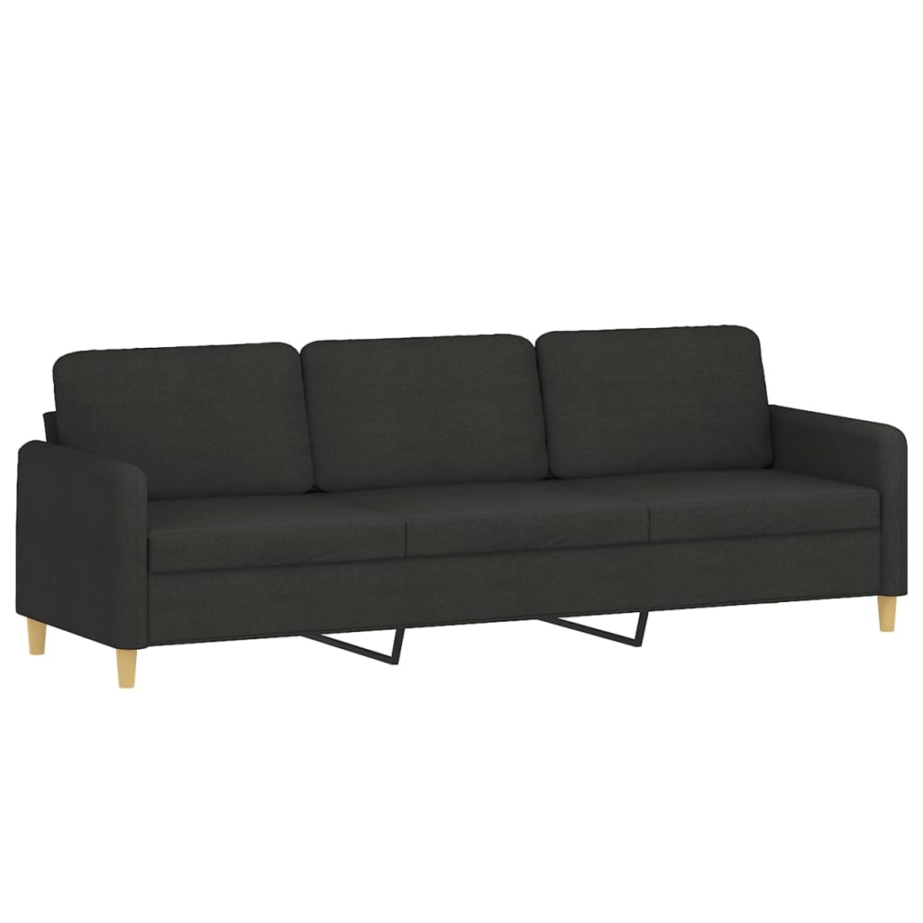 3-Seater Sofa with Footstool Black 210 cm Fabric