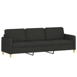3-Seater Sofa with Footstool Black 210 cm Fabric
