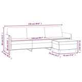 3-Seater Sofa with Footstool Black 210 cm Fabric