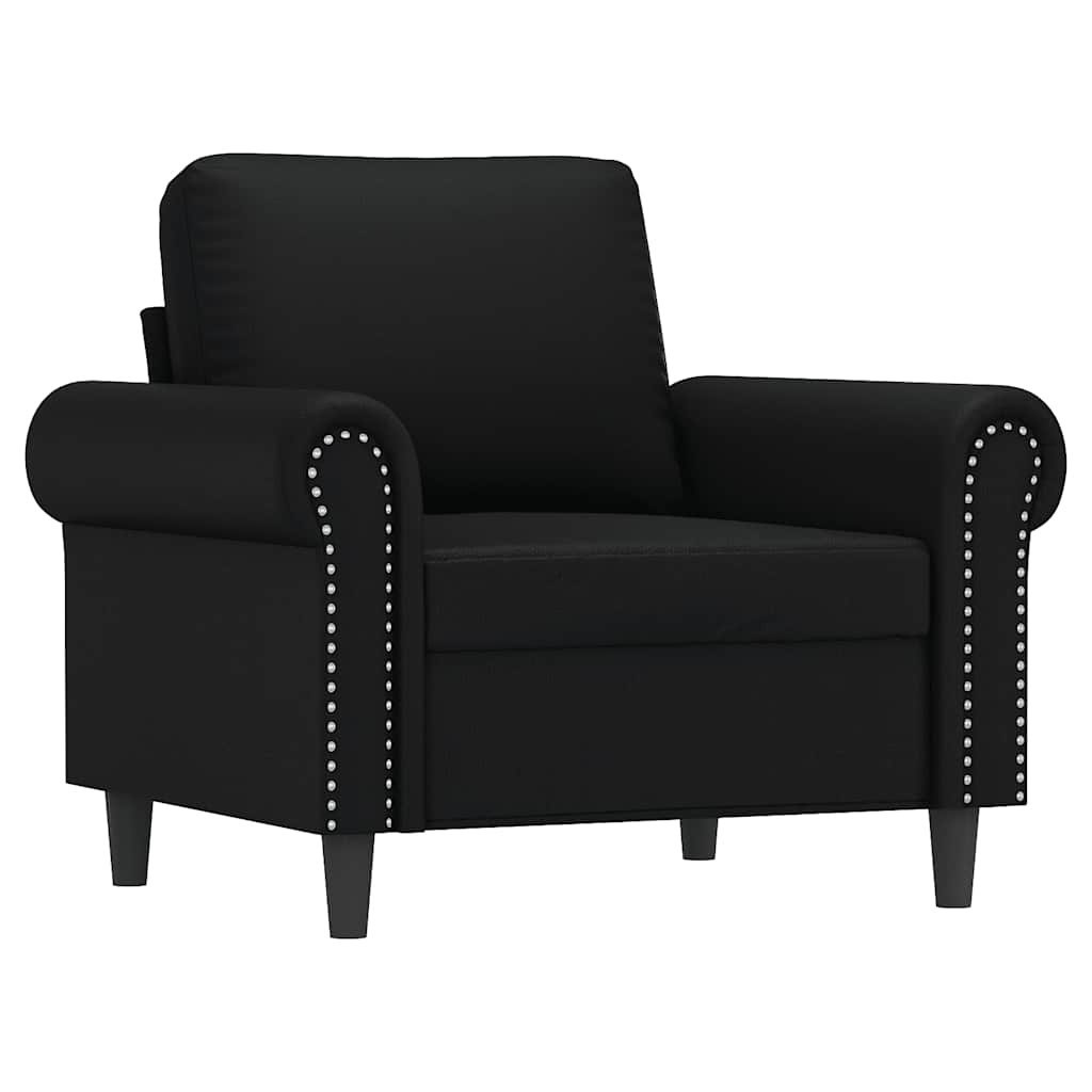 Sofa Chair with Footstool Black 60 cm Faux Leather