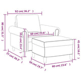 Sofa Chair with Footstool Black 60 cm Faux Leather - Close-Up Angle