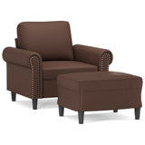 Sofa Chair with Footstool Brown 60 cm Faux Leather