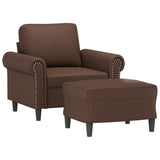 Sofa Chair with Footstool Brown 60 cm Faux Leather