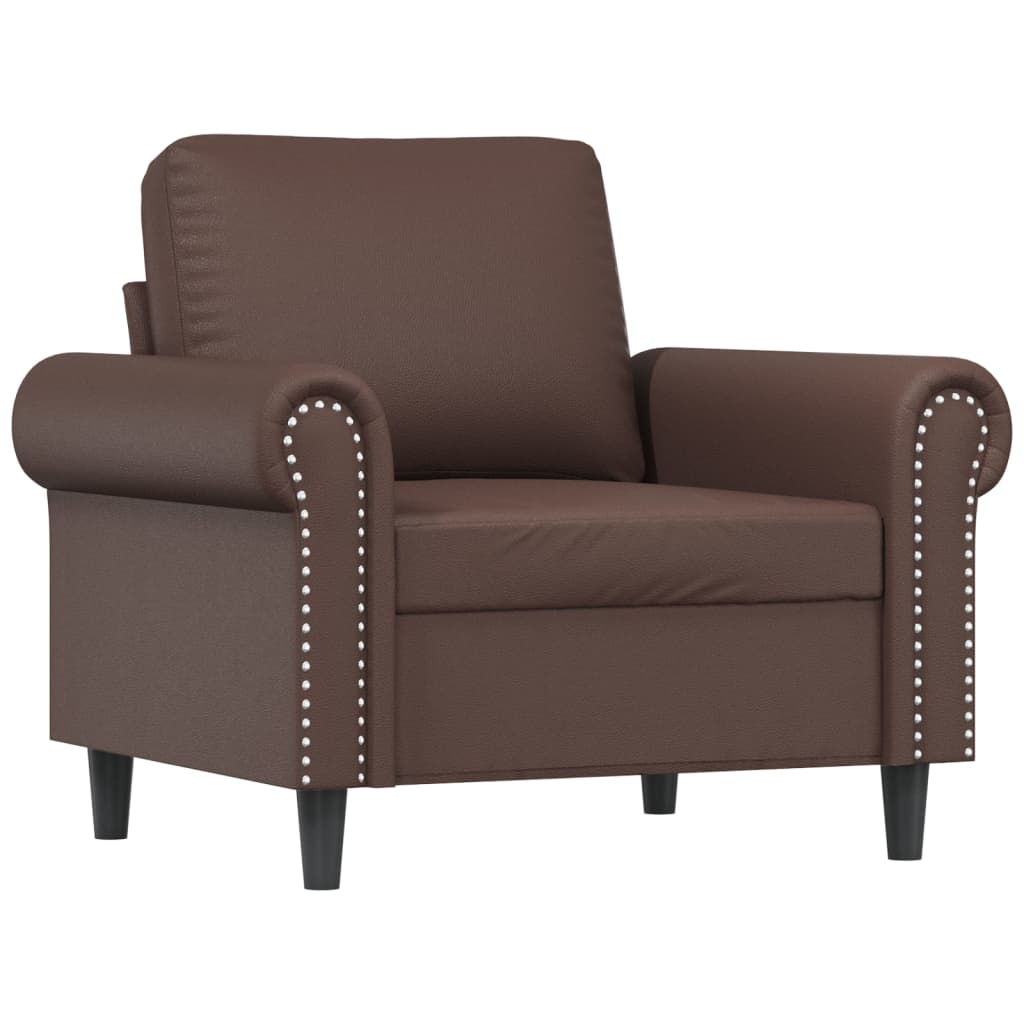 Sofa Chair with Footstool Brown 60 cm Faux Leather