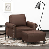 Sofa Chair with Footstool Brown 60 cm Faux Leather