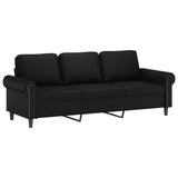 3-Seater Sofa with Footstool Black 180 cm Faux Leather - Top-Down View